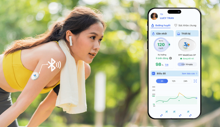 hình máy đo 3P và ứng dụng điện thoại, có ký hiệu kết nối bluetooth